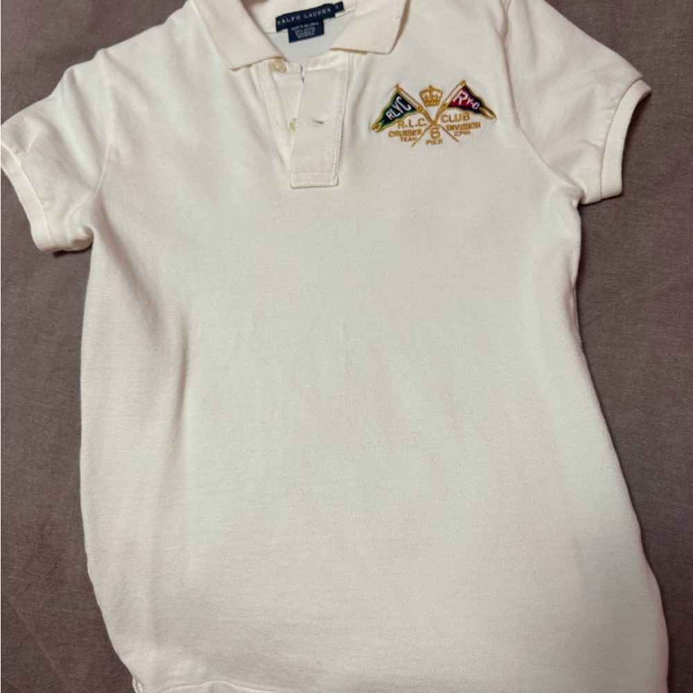 Rugby by RalphLauren Polo white Polo T.Shirt with Embroidered Logo.